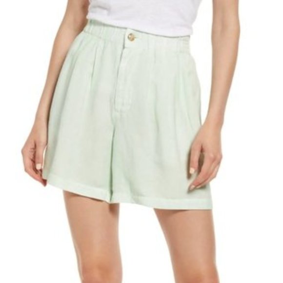 ✨NEW✨ Madewell Linen-Blend Pull-On Pleated Shorts - Eco-friendly Sustainable - Picture 1 of 10